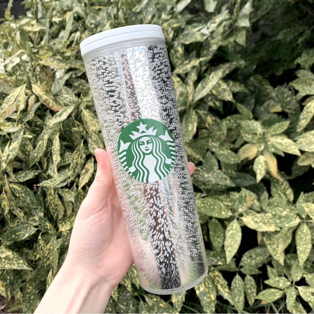 Silver Starbucks 2020 Christmas Holiday Champagne Bubble Design Hot Cup Tumbler